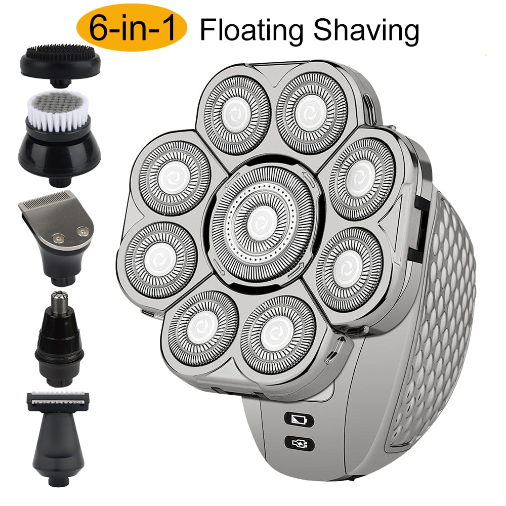6 in 1 Bald Head Electric Shaver with 9 Blades